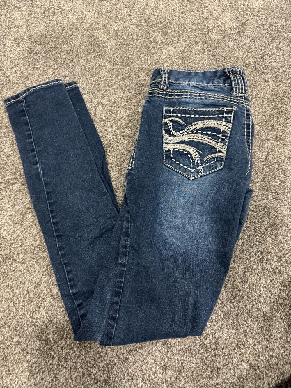 Maurices Dark Blue Embroidered Skinny Jeans